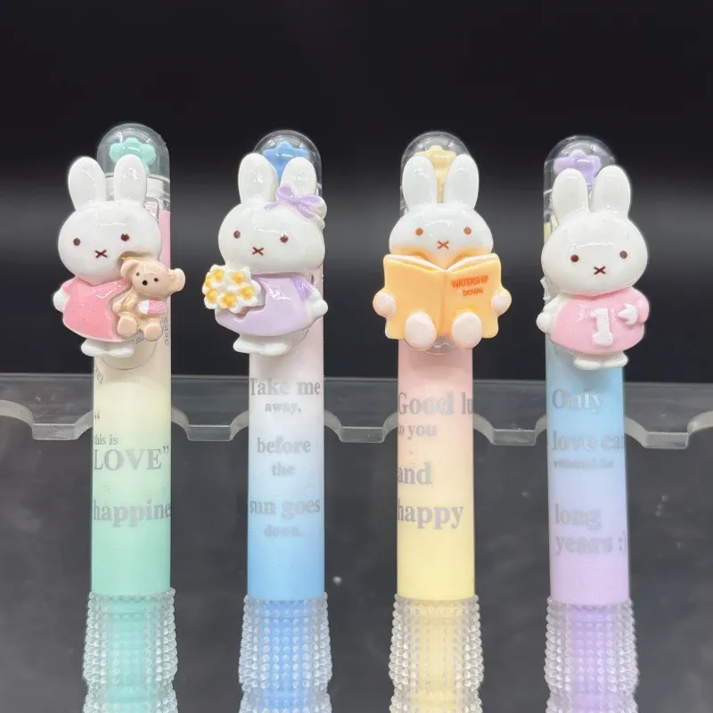 Cute Cartoon Rabbit Retractable Gel Pen – INS Style Aesthetic 0.5mm Black Ink Pens, Kawaii Stationery for School, Office & Journaling, Sweet Gift for Girls Students